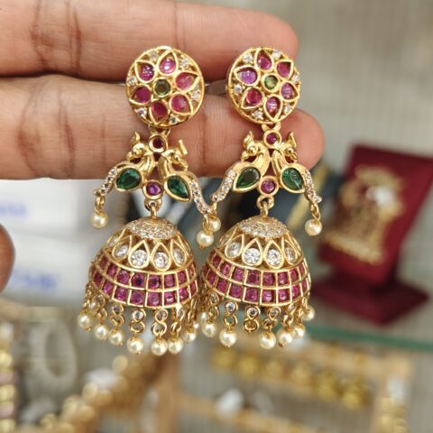 Double peacock dancing jhumka