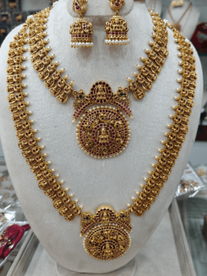 Traditional gold plated lakshmi (temple)bridal set