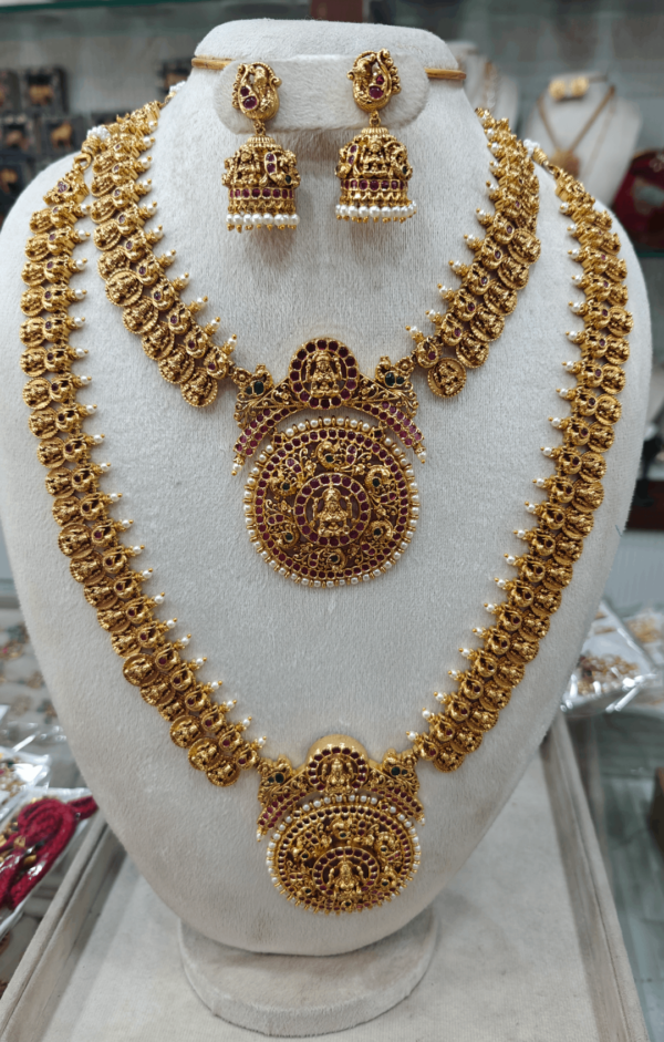 Traditional gold plated lakshmi (temple)bridal set