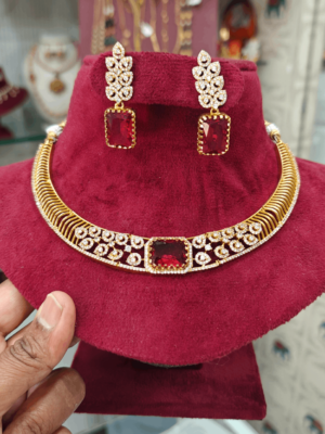 Gold-toned kante-style choker(ruby)