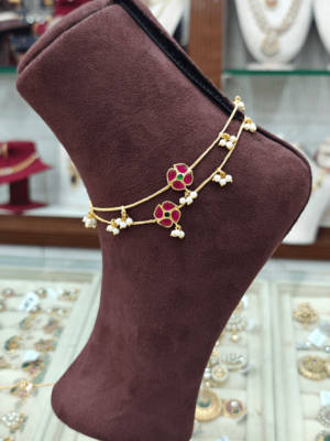 Flower  Kundan jadau anklet