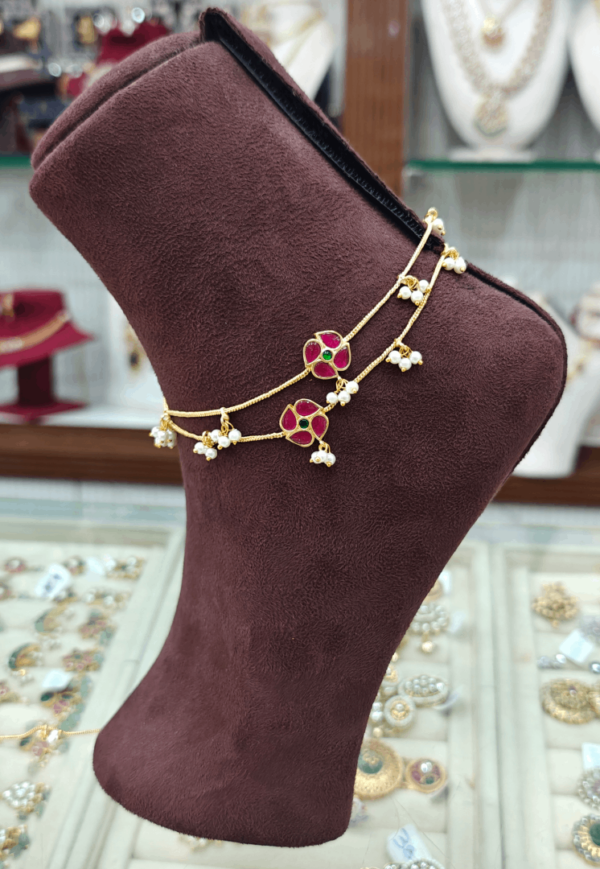 Flower  Kundan jadau anklet