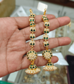 Bellimoda jhumka(green)with earchain