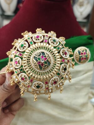 Gunguru kundan jadau hair bun design 2