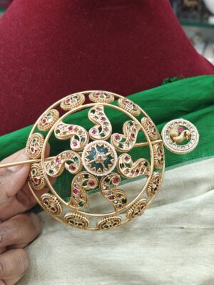 Peacock jadau hair bun