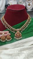 Lakshmi necklace with the mint green beads