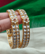 Jadau screw bangles(white)