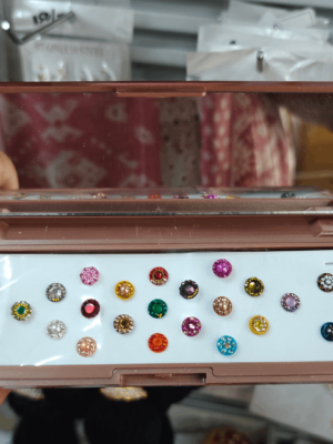 Mirror bindhi box design 8with stone(Richi rich)