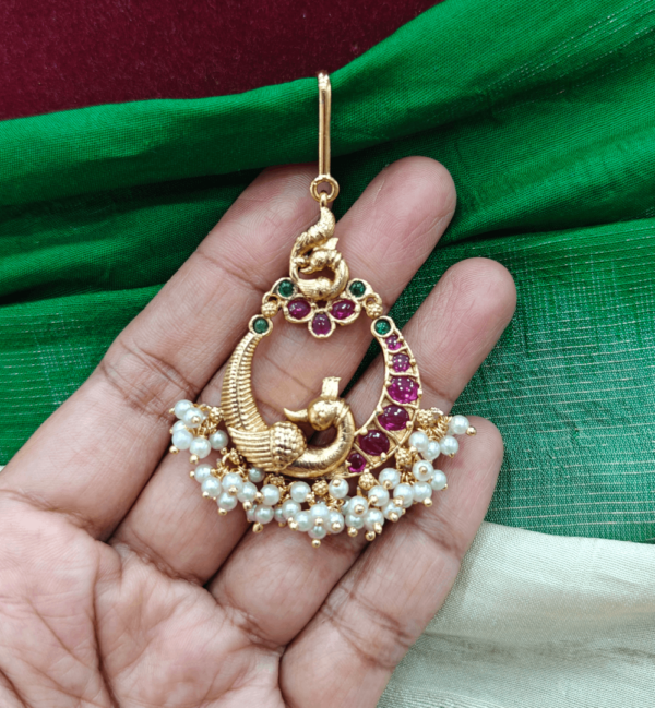 Double swan peacock maang tikka