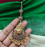 Peacock half moon maang tikka(ruby)