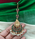 Peacock half moon maang tikka(green)