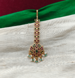 Leaf design maang tikka(ruby,green)