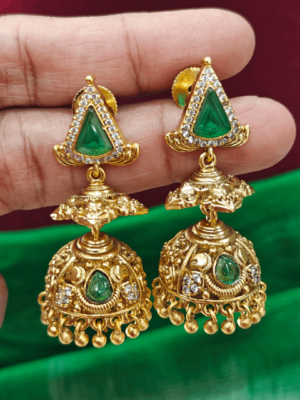 Triangle green colour jhumka