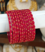 Strawberry leaf design glass bangles