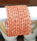 Leaf design glass bangles(peeach)