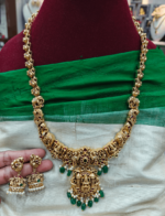 Antique lakshmi haaram with green beads
