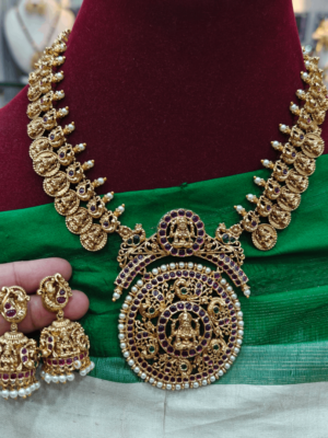 Peacock arch kasu lakshmi necklace