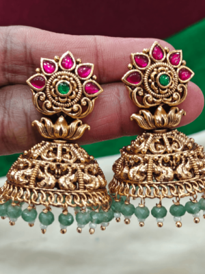 Kundan jadau lotus jhumka