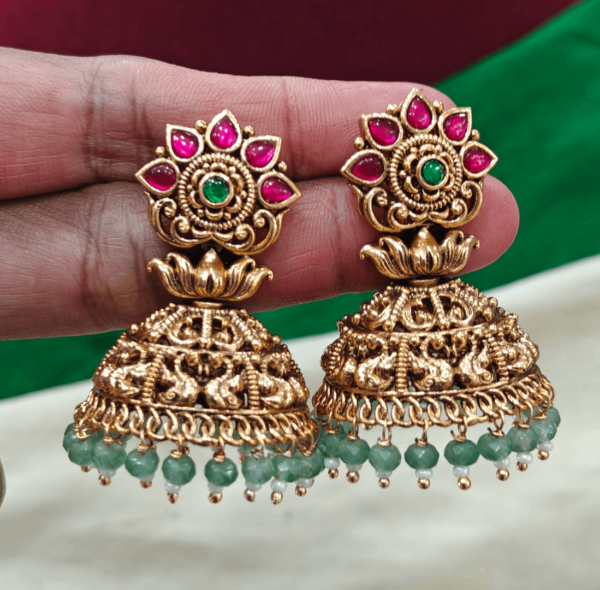 Kundan jadau lotus jhumka