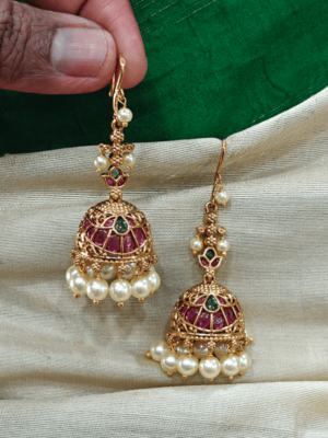 Hook drop pearl jhumka