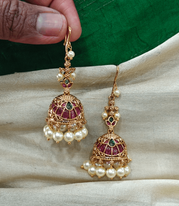 Hook drop pearl jhumka