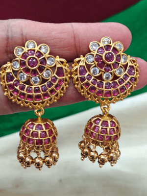 Ruby flower jhumka