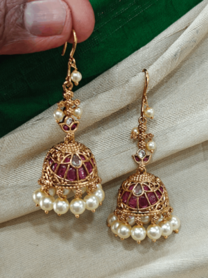 Hook drop jhumka (white)
