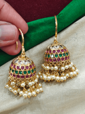 Multi stone jhumka