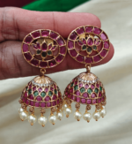 Ruby lotus jhumka