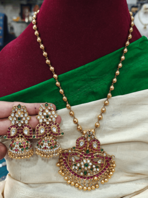 Double mango pendant set(ruby,green,white)