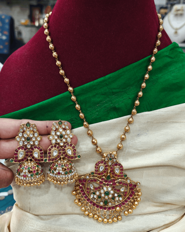 Double mango pendant set(ruby,green,white)