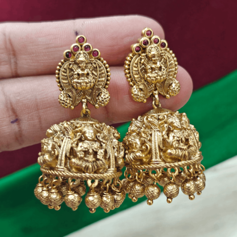 Antique lakshmi jhumka with the gold balls