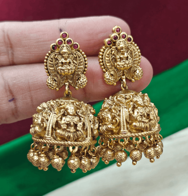 Antique lakshmi jhumka with the gold balls