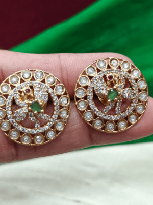 Kundan annam stud(green)
