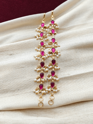Jadau ruby stone ear chain