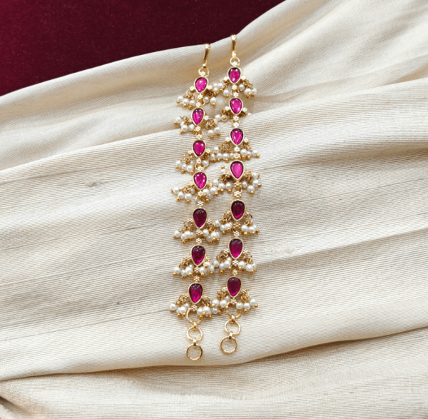 Jadau ruby stone ear chain