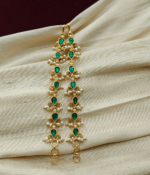 Jadau green stone ear chain