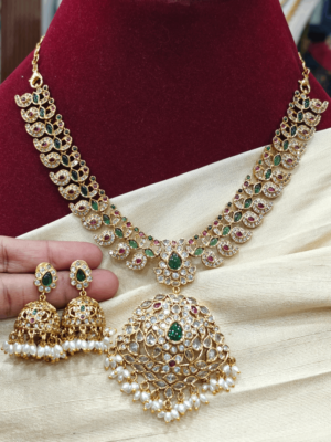 Peacock mango kundan necklace
