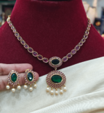 Ruby necklace with the simple green  pendant