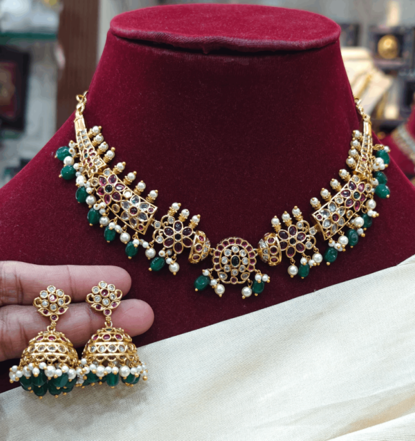 3 in 1 Bead necklace with jhumka
