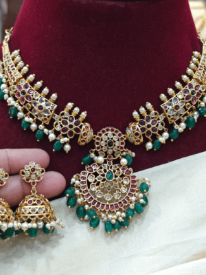 3 in 1 Bead necklace with jhumka