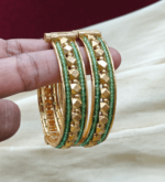 Antique diamond cut screw bead bangles(mint green)
