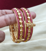 Antique diamond cut screw bead bangles(ruby)