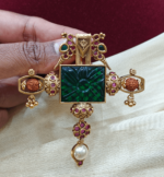 Carved stone rudraksha parrot pendant