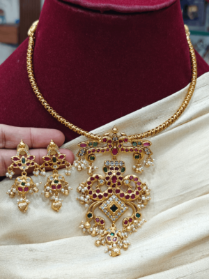 Double peacock statement kanti necklace
