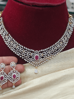 Reena semi bridal choker (ruby)