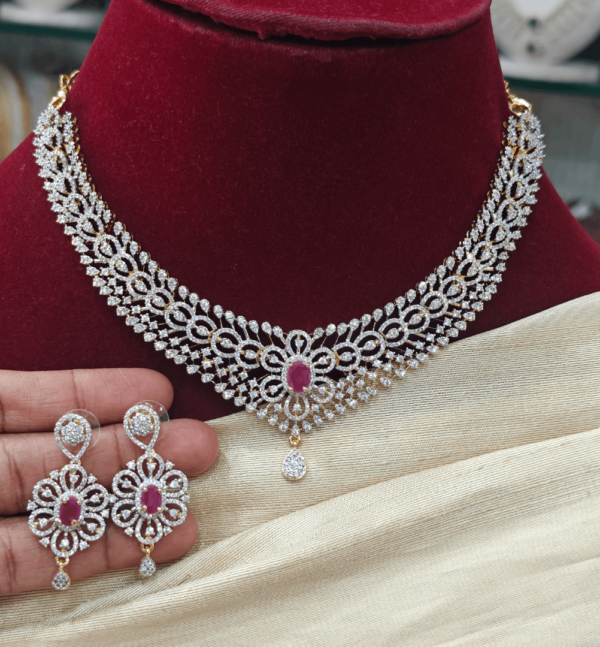 Reena semi bridal choker (ruby)