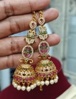 Leaf jhumka with the ear chain