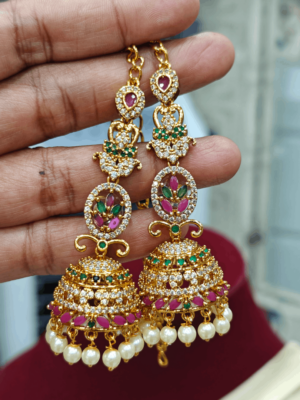 Leaf jhumka with the ear chain